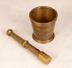 Indian Finest Brass Used Pestle and Mortar for Vintage Collection