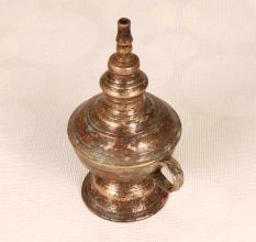 Gujarati Art Vintage Brass Oil Lamp for Prayer Room