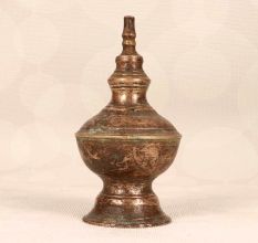Gujarati Art Vintage Brass Oil Lamp for Prayer Room