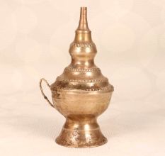 Unique Handmade Brass Oil Lamp in Brown Finish for Decor