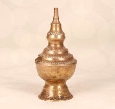 Unique Handmade Brass Oil Lamp in Brown Finish for Decor