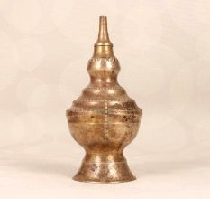 Unique Handmade Brass Oil Lamp in Brown Finish for Decor