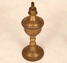 Vintage Brown Brass Oil Lamp from Gujarat for Prayer Room