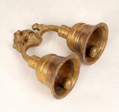 Finest Brass Double Temple Bell with Shivling and Cobra Carving