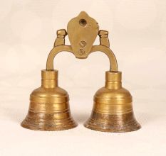 Finest Brass Double Temple Bell with Shivling and Cobra Carving
