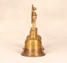 Finest Brass Double Temple Bell with Shivling and Cobra Carving