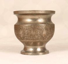 Grey Finish Engraved Brass Flower Pot in English Art for Decor