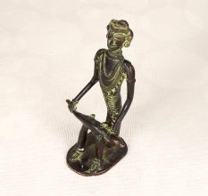 Handmade Tribal Art Brass Man Figure Statue in Bastar Art