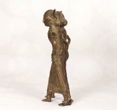 Handmade Bengali Art Brass Two Lady Statue for Home Decor