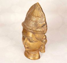 High-Quality Holy Brass Gauri Head Statue in Brown Finish