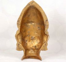 High-Quality Holy Brass Gauri Head Statue in Brown Finish