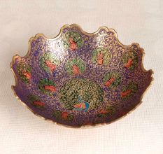 Handcrafted Enamel Work Brass Fruit Bowl for Home Decor