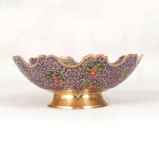 Handcrafted Enamel Work Brass Fruit Bowl for Home Decor