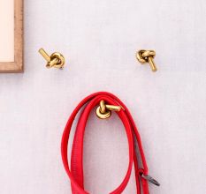 Solid Golden Knot Brass Wall Hooks-Pack of 3