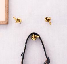 Solid Golden Knot Brass Wall Hooks-Pack of 3