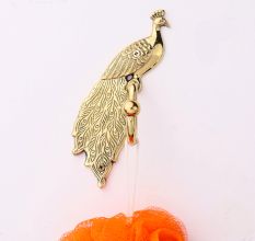 Handmade High Quality Brass Peacock Hanger for Bathroom in Set of 3