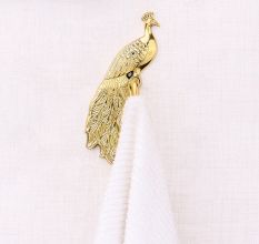 Brass Golden Peacock design Wall Hook for Hanging Clothes