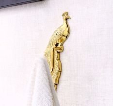 Brass Golden Peacock design Wall Hook for Hanging Clothes