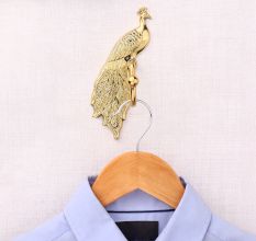 Brass Golden Peacock design Wall Hook for Hanging Clothes