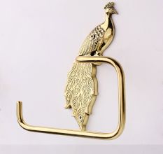 Handmade Brass Peacock Design Toilet Paper Holder for Bathroom