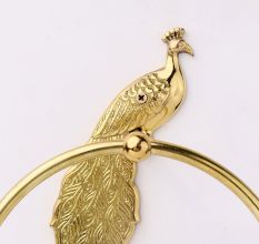 Premium Brass Peacock Design Ring Hanger for Bathroom