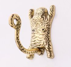 Handmade Premium Brass Tiger Hanger for Bathroom in Set of 3