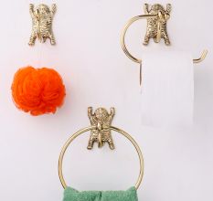 Handmade Brass Tiger Design Toilet Paper Holder for Bathroom