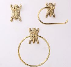 Handmade Brass Tiger Design Toilet Paper Holder for Bathroom