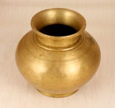 South Indian Plain Finish Holy Water Pot Made of High-Quality Brass