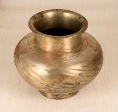 Grey Finish Handmade Brass Holy Water Pot for Flower Decoration