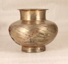 Grey Finish Handmade Brass Holy Water Pot for Flower Decoration