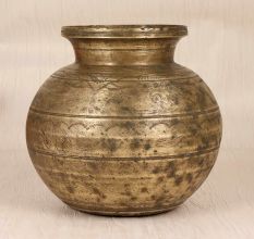 Beautiful Brown Finish Brass Holy Water Pot in South Indian Art