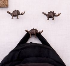 Antique Modern Iron Dinosaur Heavy Duty Wall Hooks-Pack of 3