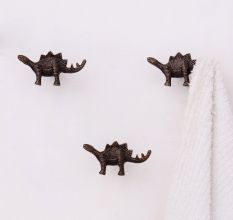 Antique Modern Iron Dinosaur Heavy Duty Wall Hooks-Pack of 3