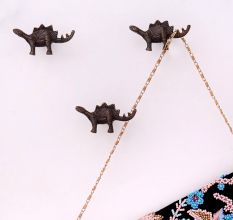 Antique Modern Iron Dinosaur Heavy Duty Wall Hooks-Pack of 3