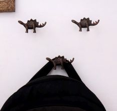 Antique Modern Iron Dinosaur Heavy Duty Wall Hooks-Pack of 3