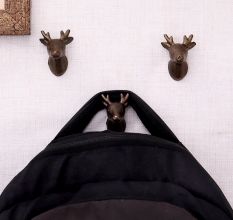 Antique Deer Metal Heavy Duty Wall Hooks-Pack of 3