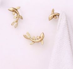 Golden Dolphin-Shaped Iron Wall Hooks-Pack of 3