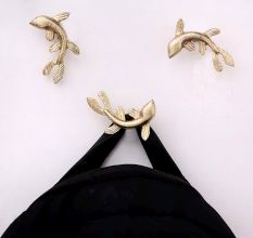 Golden Dolphin-Shaped Iron Wall Hooks-Pack of 3