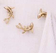Golden Dolphin-Shaped Iron Wall Hooks-Pack of 3
