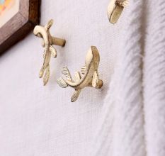 Golden Dolphin-Shaped Iron Wall Hooks-Pack of 3