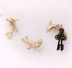 Golden Dolphin-Shaped Iron Wall Hooks-Pack of 3