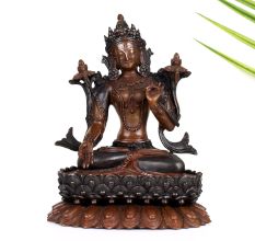 Vintage Copper Goddess Tara Statue in Tibetan Art