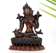 Vintage Copper Goddess Tara Statue in Tibetan Art