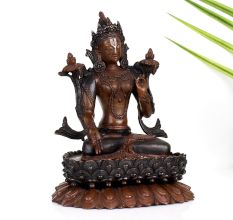 Vintage Copper Goddess Tara Statue in Tibetan Art
