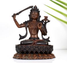Goddess Manjushri Buddhist Deity Copper Statue in Tibetan Art
