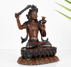 Goddess Manjushri Buddhist Deity Copper Statue in Tibetan Art