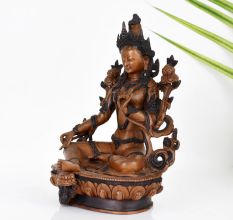 Handcrafted Buddhist Deity Goddess Green Tara Copper Statue
