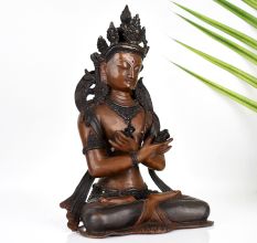 Vintage Tibetan Buddhist Deity Copper Statue for Prayer Room