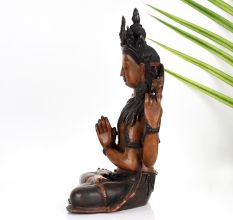 Handmade Tibetan Art Chenrezig Buddhist Deity Statue Made of Copper